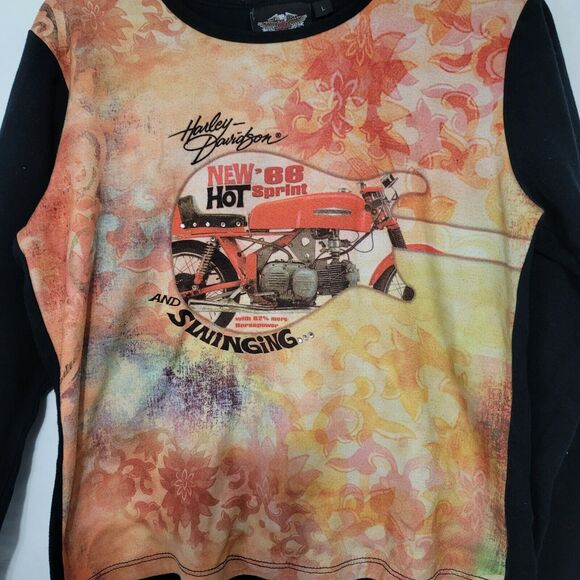 Vtg Harley Davidson Shirt Womens L Long Sleeve New 66 Sprint Hot & Swinging USA - Picture 3 of 7